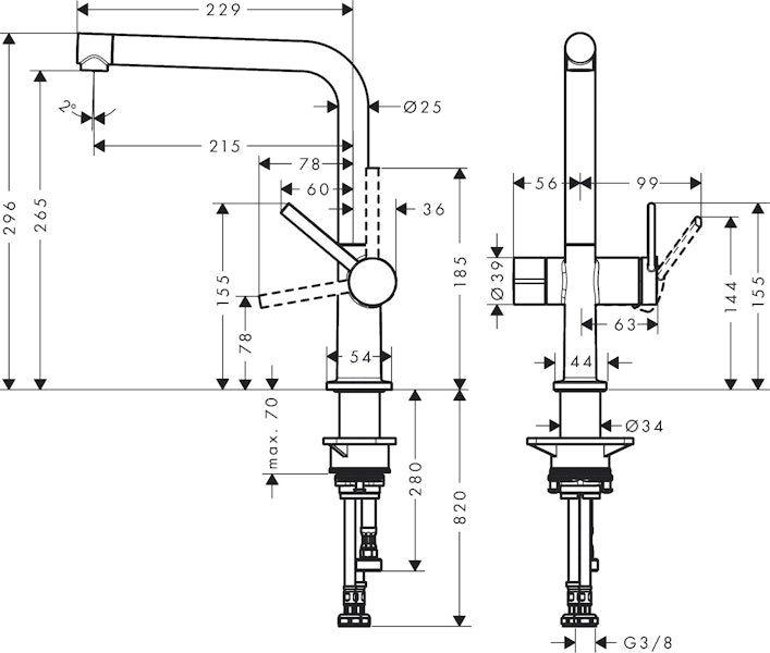 Keittiöhana Hansgrohe Talis M54 270 1jet 72827800 pkv Rst [6250458]