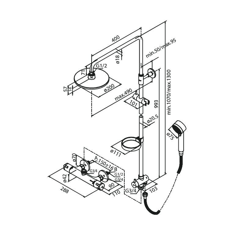Damixa Suihkupaketti Akita Kromattu 409100000 [6531521] |