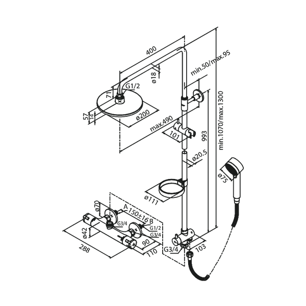 Damixa Suihkupaketti Akita Kromattu 409100000 [6531521] |