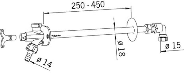 Vesipostiventtiili DN15 250-450mm Oras 431015 [2934115]