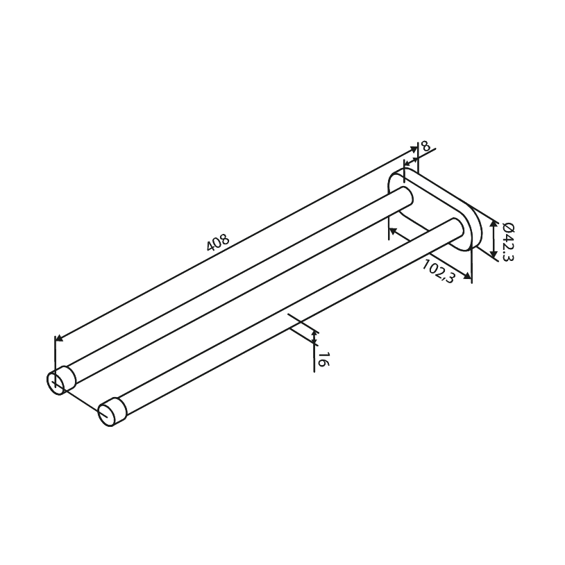Damixa Kaksoispyyhetanko 400 Mm Mattamusta 483426100 [5778403] |