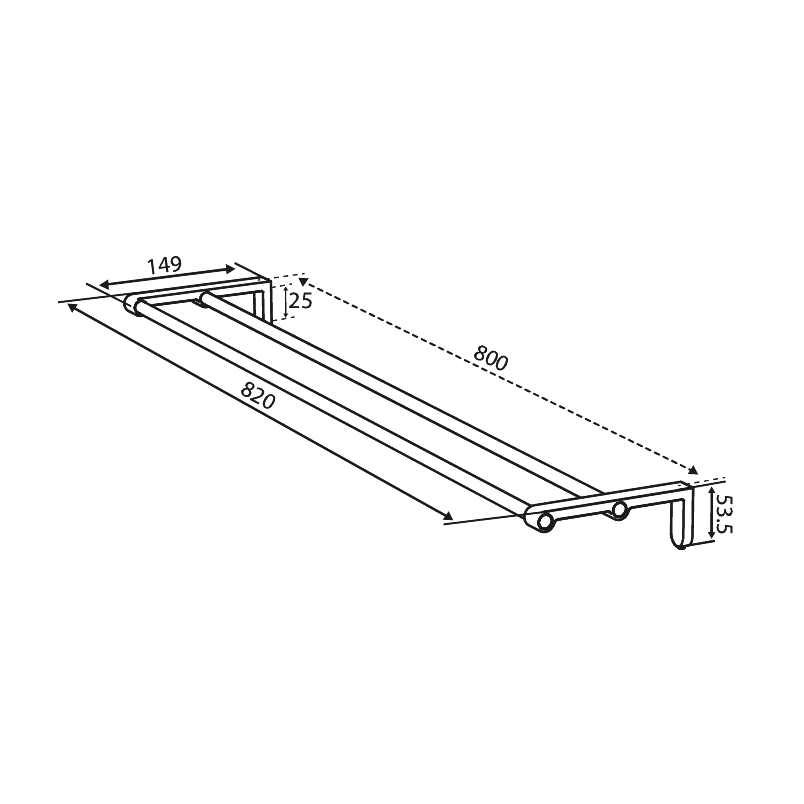 Damixa Kaksoispyyhetanko 800Mm Zen Mattamusta 487336100 [5778335] |