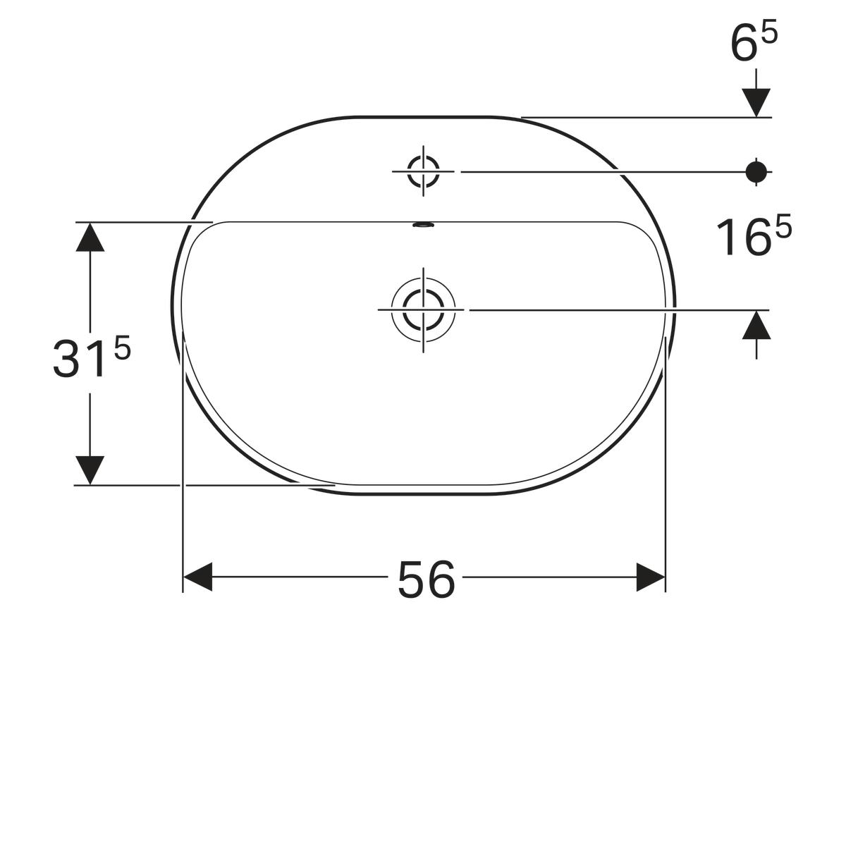 Geberit Pesuallas VariForm tasoon asennettava, ellipsi, hanasaarekkeella [5618596]