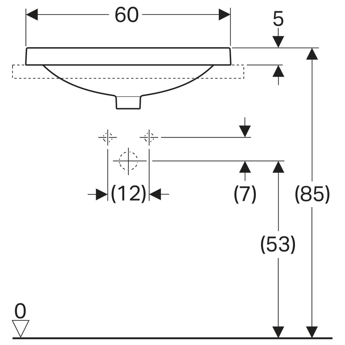 Geberit Pesuallas VariForm tasoon asennettava, ellipsi, hanasaarekkeella [5618592]