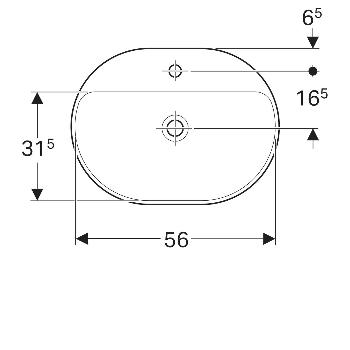 Geberit Pesuallas VariForm tasoon asennettava, ellipsi, hanasaarekkeella [5618598]