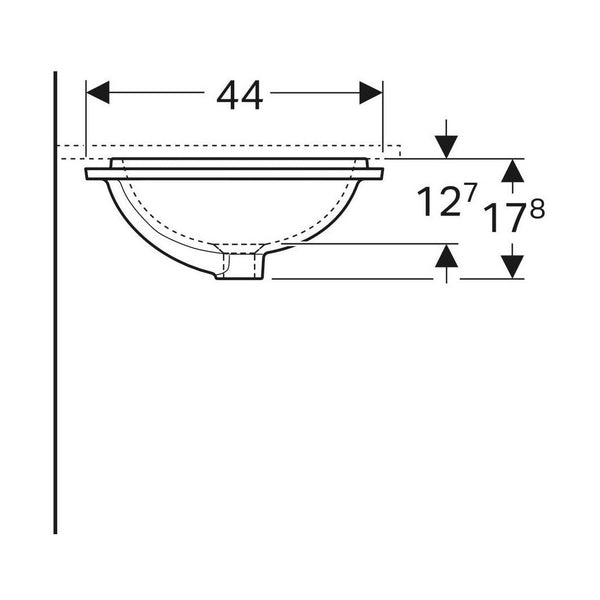 Geberit VariForm - pesuallas 500.760.01.2 tason alle, ylivuotoaukolla 45 cm [5618648] |