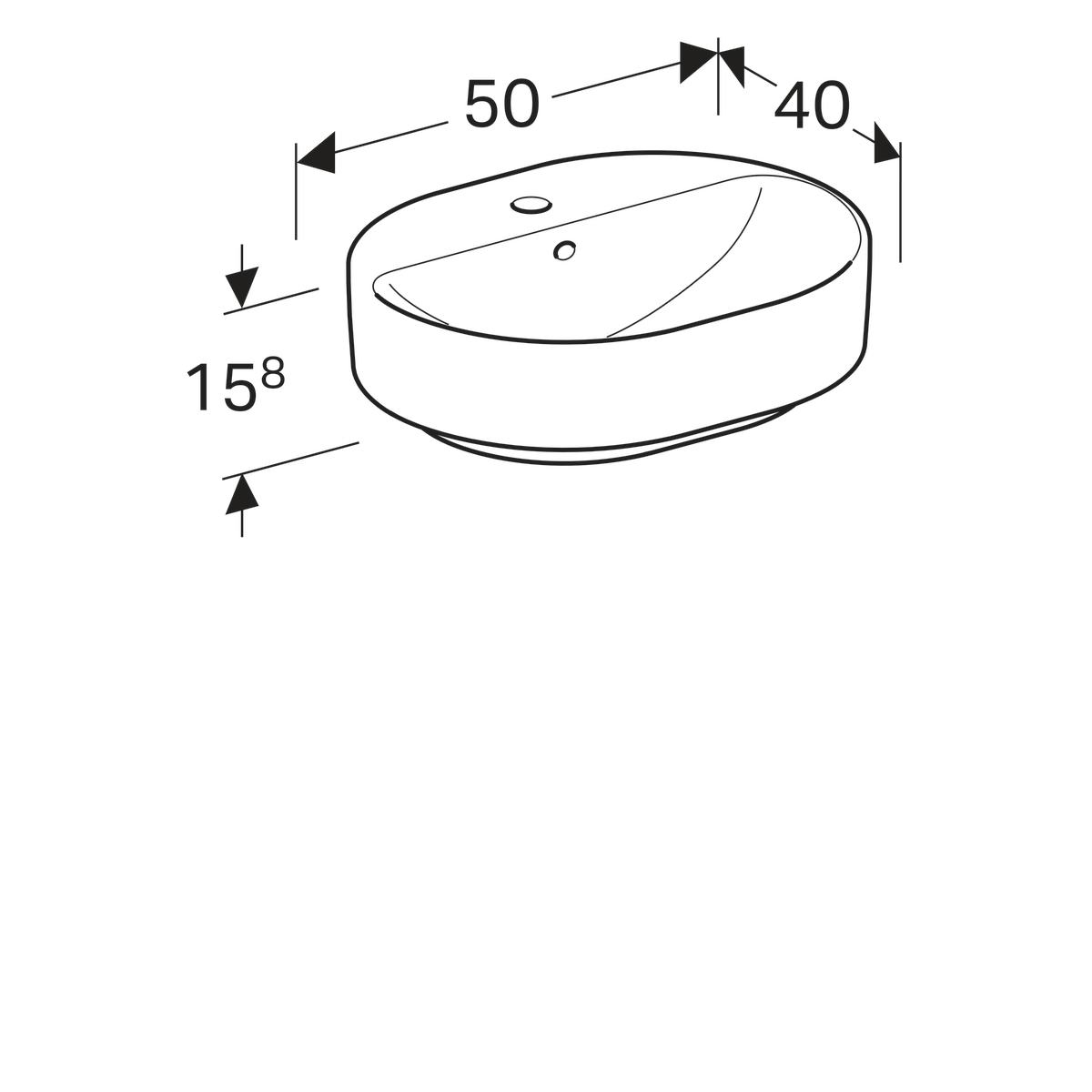 Geberit Pesuallas VariForm tason päälle asennettava, ellipsi, hanasaarekkeella [5618512]