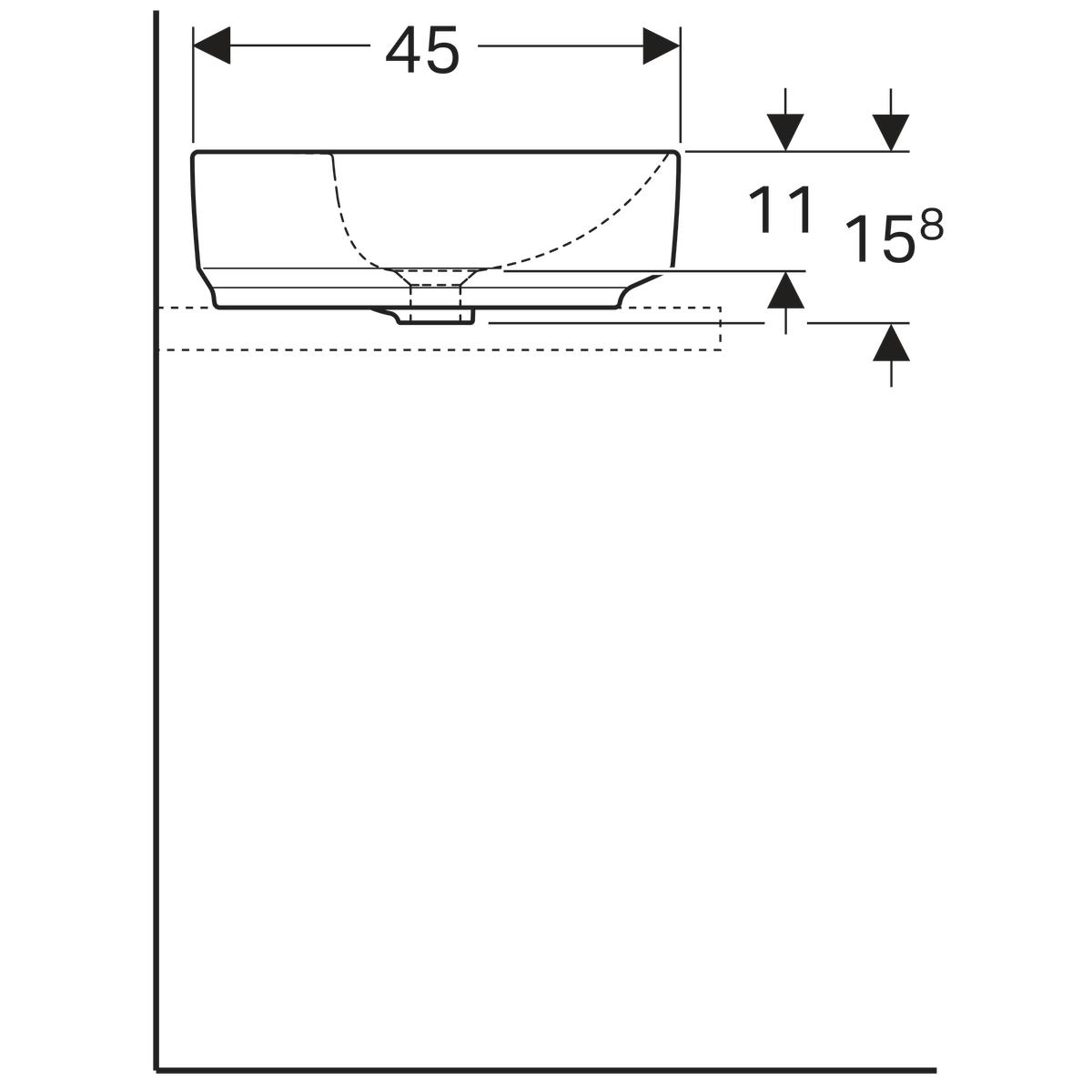 Geberit Pesuallas VariForm tason päälle asennettava, ellipsi, hanasaarekkeella [5618514]