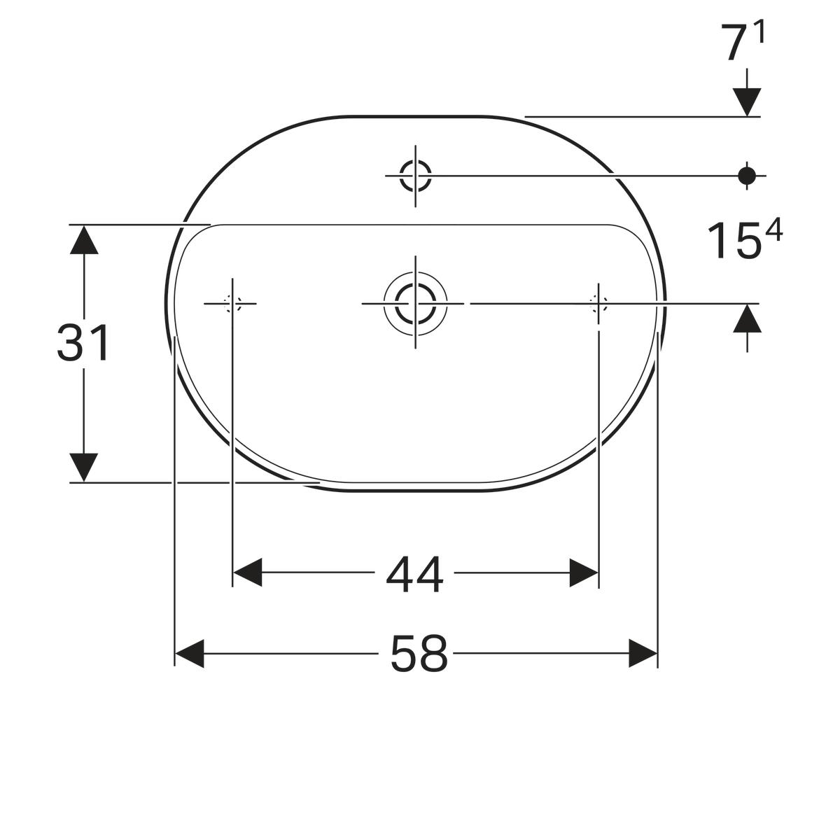 Geberit Pesuallas VariForm tason päälle asennettava, ellipsi, hanasaarekkeella [5618515]