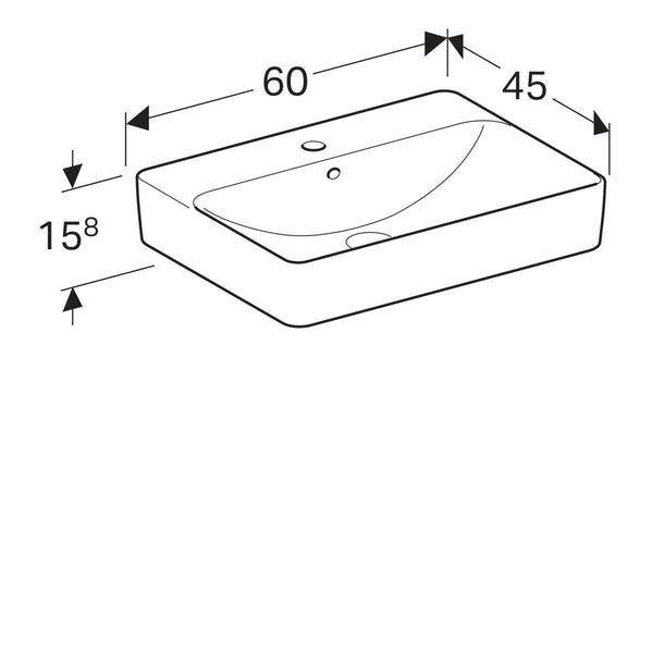 Geberit Pesuallas VariForm tason päälle asennettava, suorakulmainen, hanasaarekkeella [5618520]