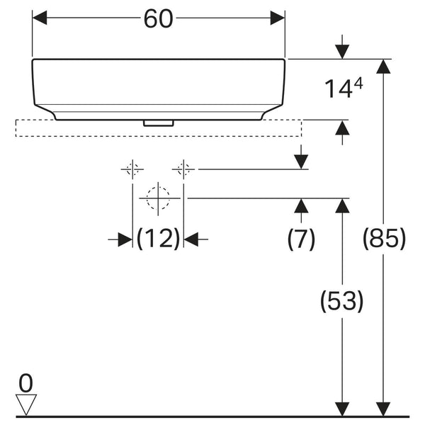 Geberit Pesuallas VariForm tason päälle asennettava, suorakulmainen, hanasaarekkeella [5618521]