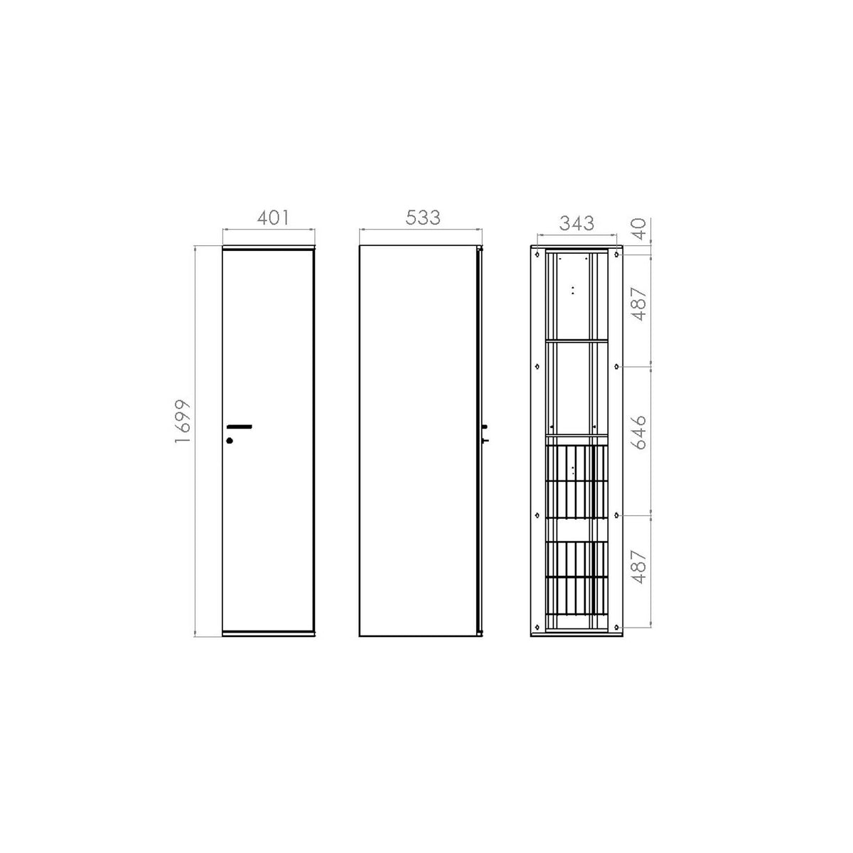 Pyykkikaappi V60116O3 Polaria PYK, kolmella korilla 400/S530 oikea harmaa [6045287] |