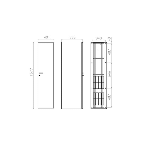 Pyykkikaappi V60116O3 Polaria PYK, kolmella korilla 400/S530 oikea harmaa [6045287] |