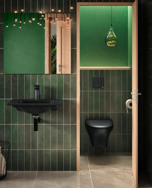 Seinä-WC Gustavsberg Estetic SC/QR, Ebony C+, HF, mattamusta, Suprafix-kiinnitys [5655054]