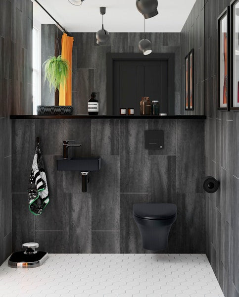 Seinä-WC Gustavsberg Estetic SC/QR, Ebony C+, HF, mattamusta, Suprafix-kiinnitys [5655054]