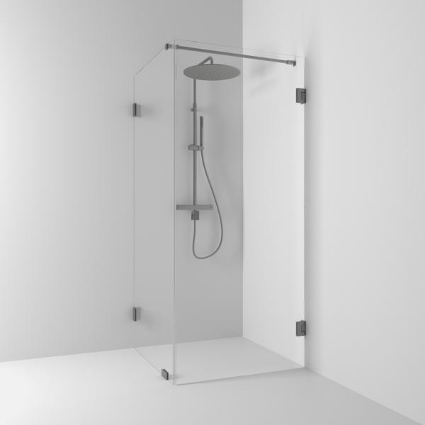 Svedbergs 180° suihkukulma 90x100, suora/kiinteä, lyijynmusta/kirkas [624791] |