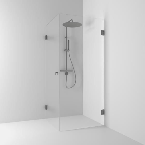 Svedbergs 180° suihkukulma 90x90, suora, lyijynmusta/kirkas [623799] |