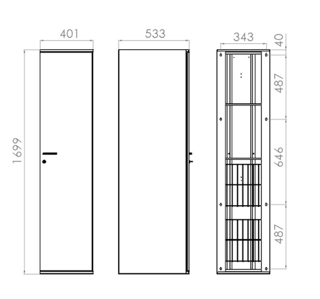 Pyykkikaappi Polaria PYK, kolmella korilla 400/S530 oikea [6045143]