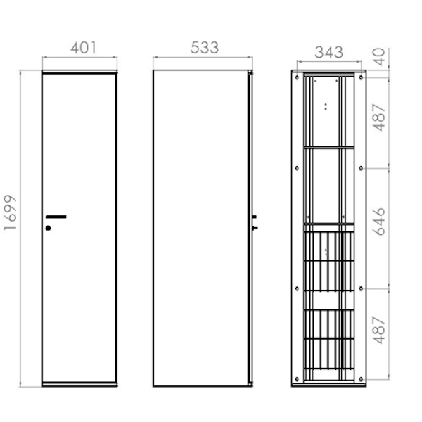 Pyykkikaappi Polaria PYK, kolmella korilla 400/S530 oikea [6045143]