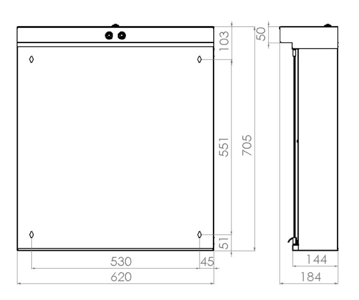 Peilikaappi V2020342 Polaria LED VPK 700 vasen [6045156]