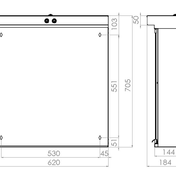Peilikaappi V2020342 Polaria LED VPK 700 vasen [6045156]