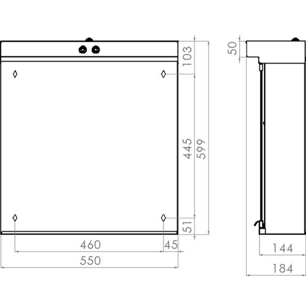 Peilikaappi LED-valaisimella Polaria VPK 550 pistorasia oikealla 6045163