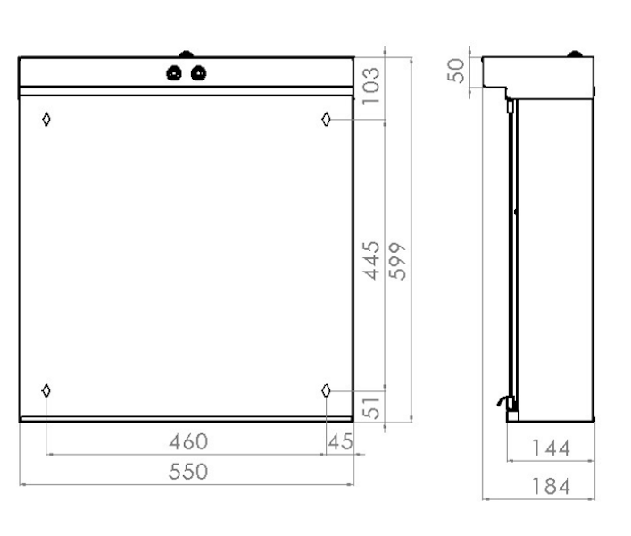 Peilikaappi V2020124 Polaria VPK 550 LED-valoputki vasen VVS [6045164]