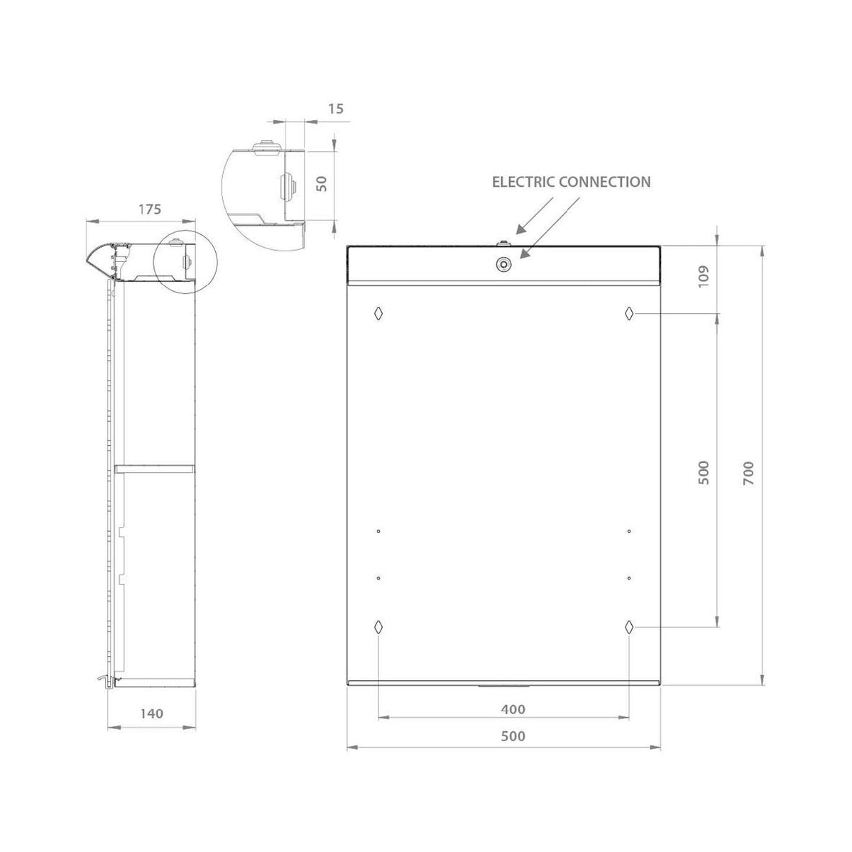 Peilikaappi V21295 Polaria LED Lumena 500 oikea VVS [6045234] |