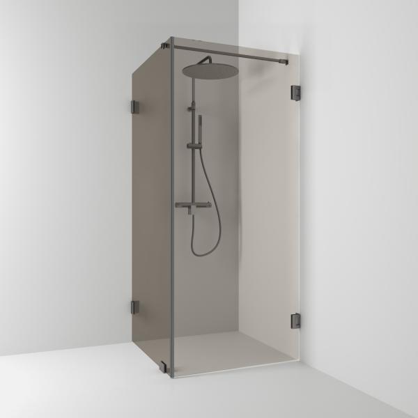 Svedbergs 180° suihkukulma 80x90, suora/kiinteä, lyijynmusta/pronssilasi [624998] |