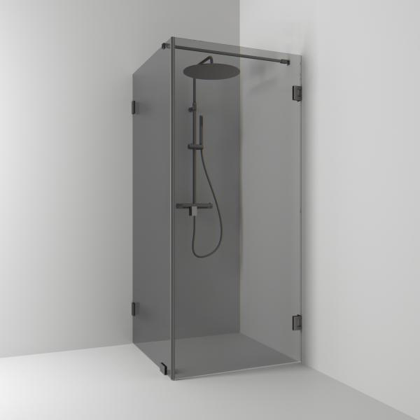 Svedbergs 180° suihkukulma 80x100, suora/kiinteä, lyijynmusta/savulasi [624818] |