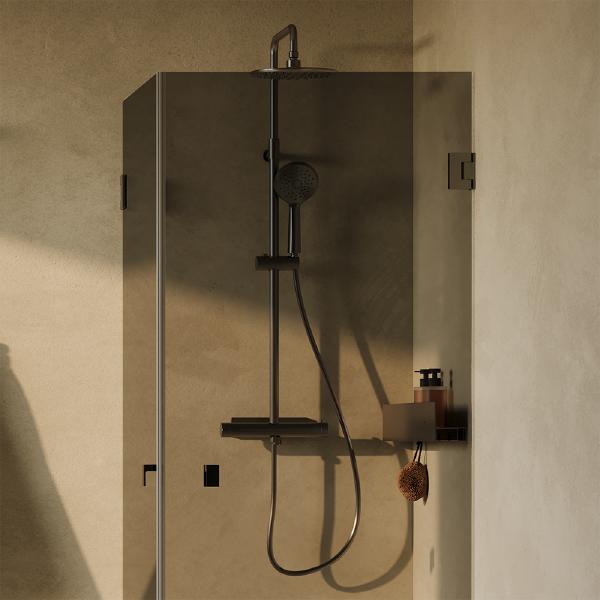 Svedbergs 180° suihkukulma 90x100, suora, lyijynmusta/pronssilasi [623991] |