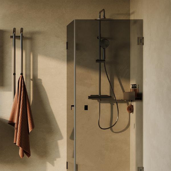 Svedbergs 180° suihkukulma 100x100, suora, lyijynmusta/pronssilasi [623911] |