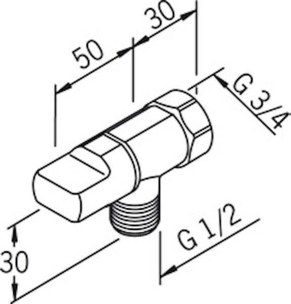Pesukoneventtiili laskuhana Oras 105001 G3/4 x G1/2 kromi [6219430]