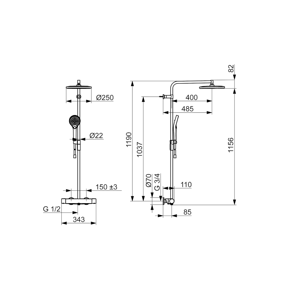 Sadesuihkuhana Oras Optima Style 7192N-33 mattamusta 6310908