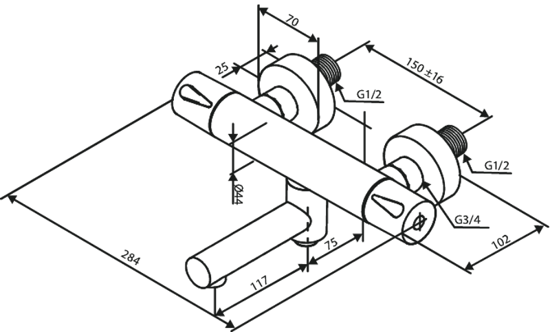 Amme-/Suihkuhana Damixa 74510.0035 SILHOUET Kromi [6358093]