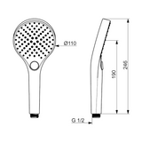 Käsisuihku Oras Optima Style 110 mm, mattamusta 272020N - 33 [6510312] |