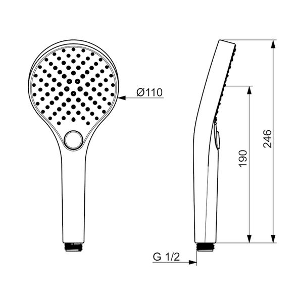 Käsisuihku Oras Optima Style 110 mm, mattamusta 272020N - 33 [6510312] |