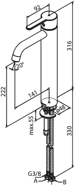 Washbasin faucet Damixa Silhouet - Large steel pvd 7401346 [6158075]