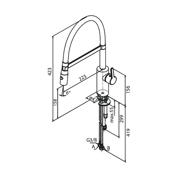 Damixa silhouet Pro Keittiöhana mattamusta [741286100] |