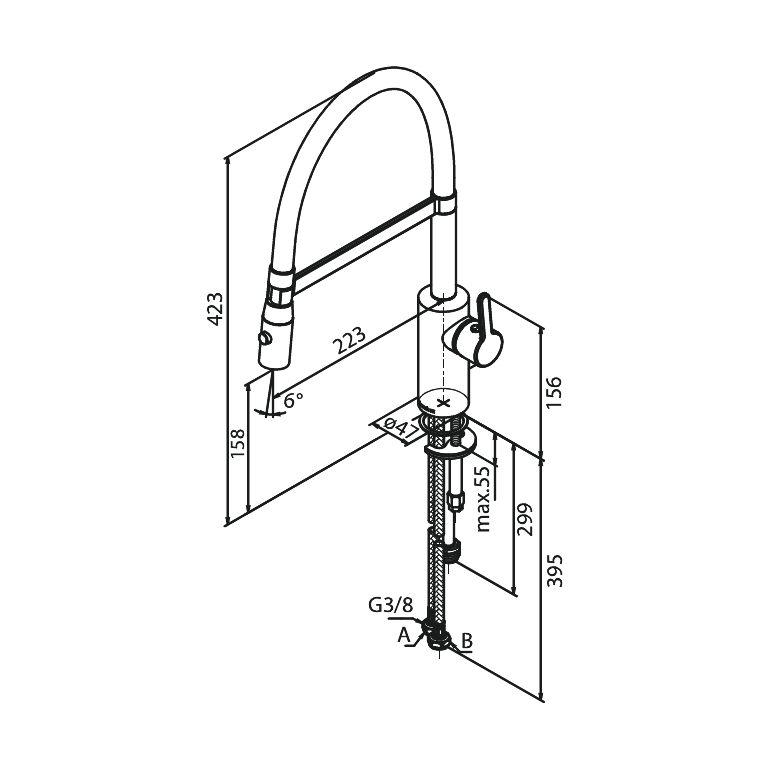 Damixa Keittiöhana Pesukoneventtiilein Silhouet Pro Mattamusta 741586135 [6258332] |