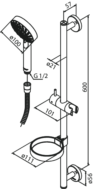 Shower set Damixa Osier Kudos Grande 7650400 [6531524]