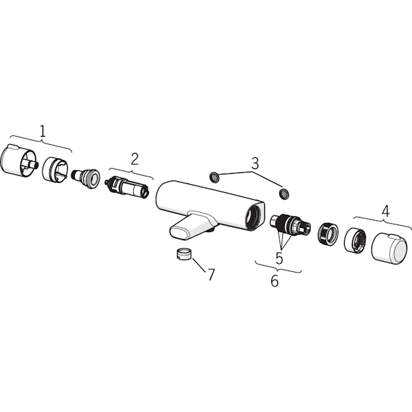 Termostaattihana Oras 7462G-33  juoksuputkella mattamusta [6310876]