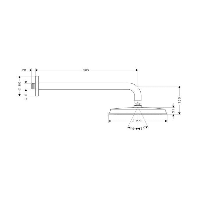 Yläsuihku Hansgrohe 27424000 Rd C 240 Seinäputki [6559345] |