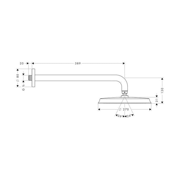 Yläsuihku Hansgrohe 27424000 Rd C 240 Seinäputki [6559345] |