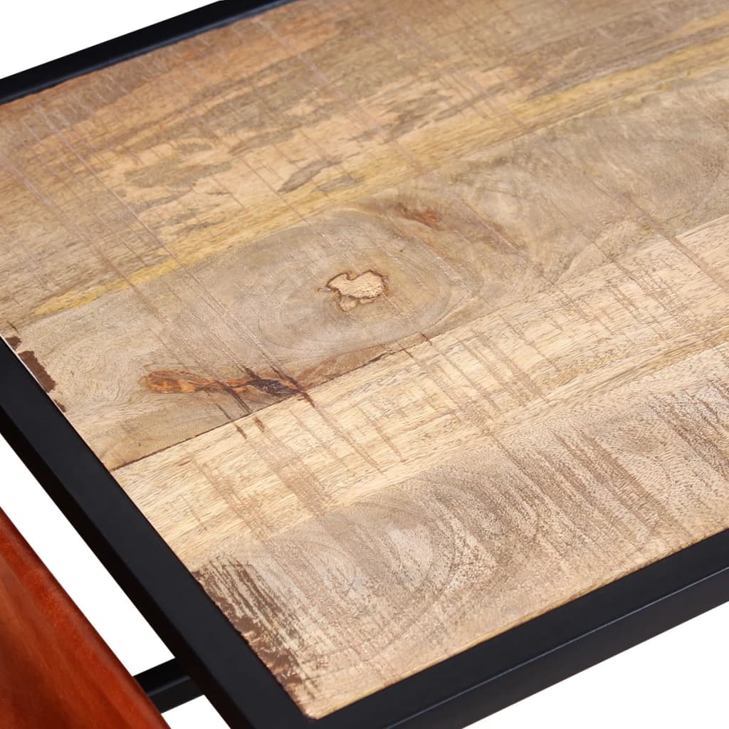 Sohvapöytä Nahkaisella Lehtitelineellä 110X50X45 Cm