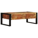 Sohvapöytä 3 Vetolaatikolla Kierrätyspuu 100X50X35 Cm
