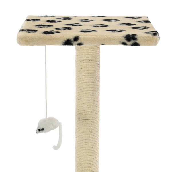 Kissan Raapimispuu Sisal-Pylväillä Tassunjäljet Beige