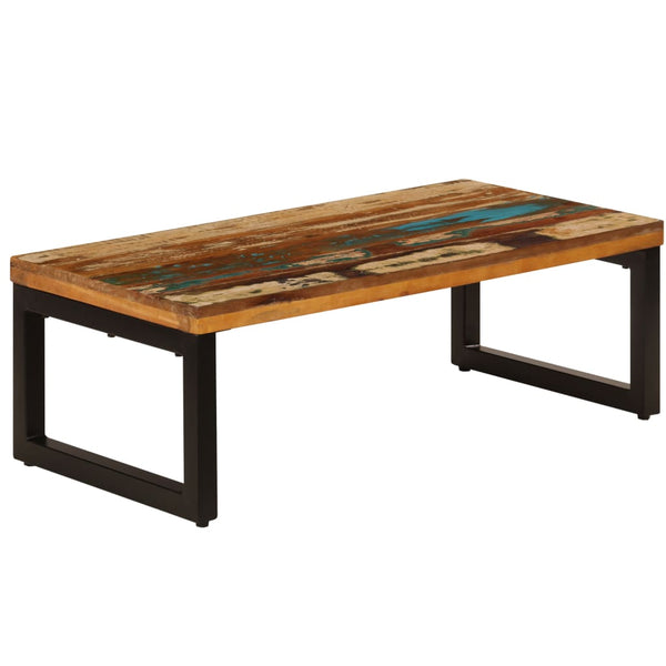 Sohvapöytä 100X50X35 Cm Täysi Kierrätetty Puu Ja Teräs