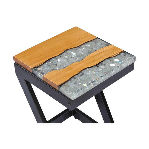 Sohvapöytä 30X30X50 Cm Täysi Tiikki Ja Polyesterihartsi