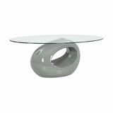 Sohvapöytä Soikea Lasinen Pöytälevy Korkeakiilto